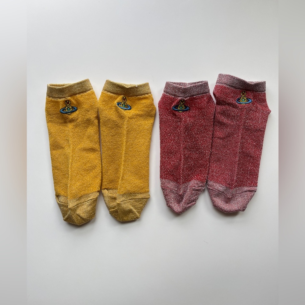 NWOT 2 X Vivienne Westwood Gold and Pink Ankle Socks Set